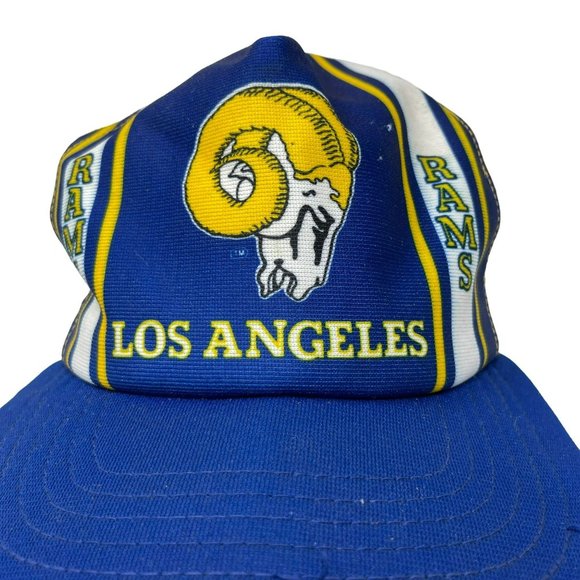 New Era Vintage LA Rams Hat Blue Yellow Snapback Trucker Mesh 80’s One Size - Picture 2 of 8